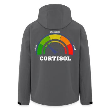 Lustiges, niedriges Cortisol, urkomisches, stressfreies Cortisol - Recycelte Männer Softshell-Jacke von Stanley/Stella - Anthrazit - Hinten - AI Model Male 185 light (185cm)