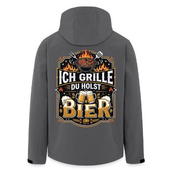Ich Grille Du Holst Bier Grillmeister BBQ - Recycelte Männer Softshell-Jacke von Stanley/Stella - Anthrazit - Hinten - AI Model Male 185 light (185cm)