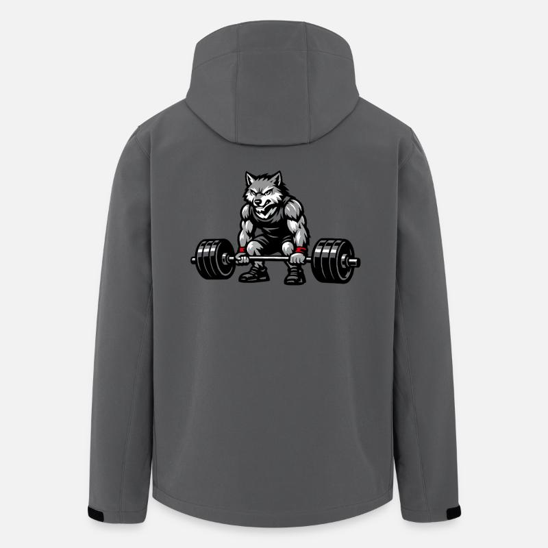 Wolf Deadlift Weight Training Motif - Men’s Recycled Softshell Jacket by Stanley/Stella - anthracite