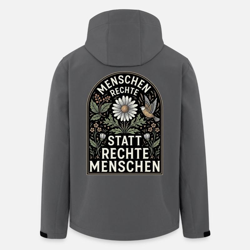 Retro Blumen Design Menschenrechte Spruch - Recycelte Männer Softshell-Jacke von Stanley/Stella - Anthrazit