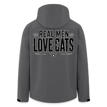 Les vrais hommes aiment les chats - Veste softshell homme en polyester recyclé Stanley/Stella - charbon - Dos - AI Model Male 185 light (185cm)