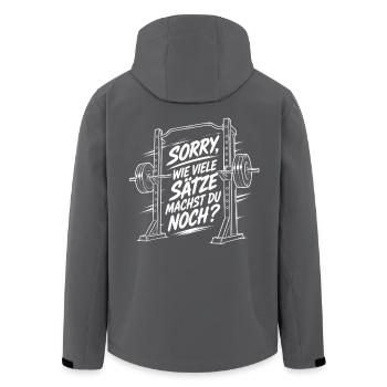 Gym Spruch Sorry Wie Viele Sätze Noch Squat Rack - Recycelte Männer Softshell-Jacke von Stanley/Stella - Anthrazit - Hinten - AI Model Male 185 light (185cm)