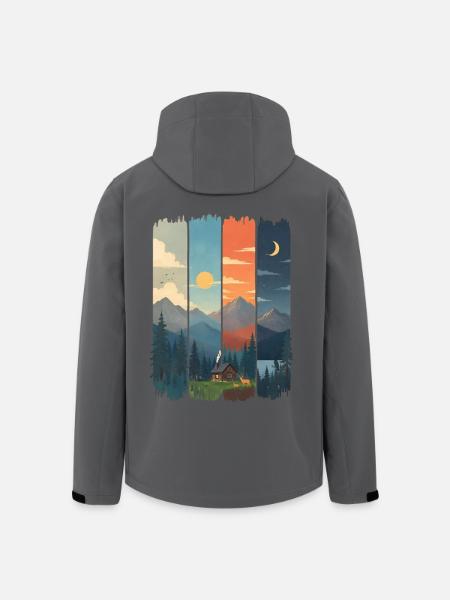 Horizons in four mountain panels - Men’s Recycled Softshell Jacket by Stanley/Stella - anthracite