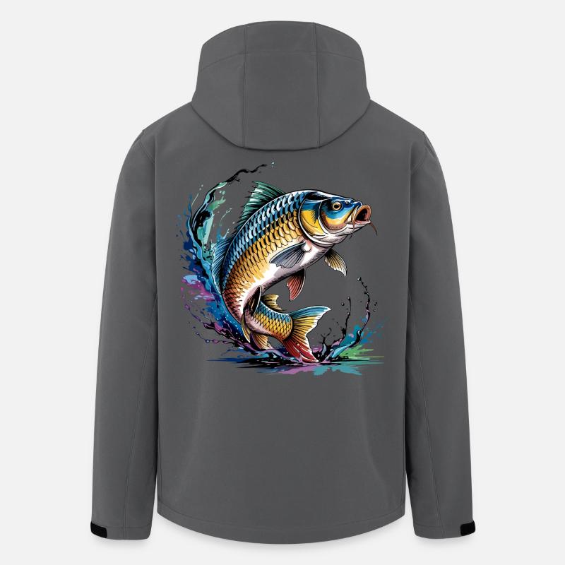 Bunter Karpfen - Recycelte Männer Softshell-Jacke von Stanley/Stella - Anthrazit