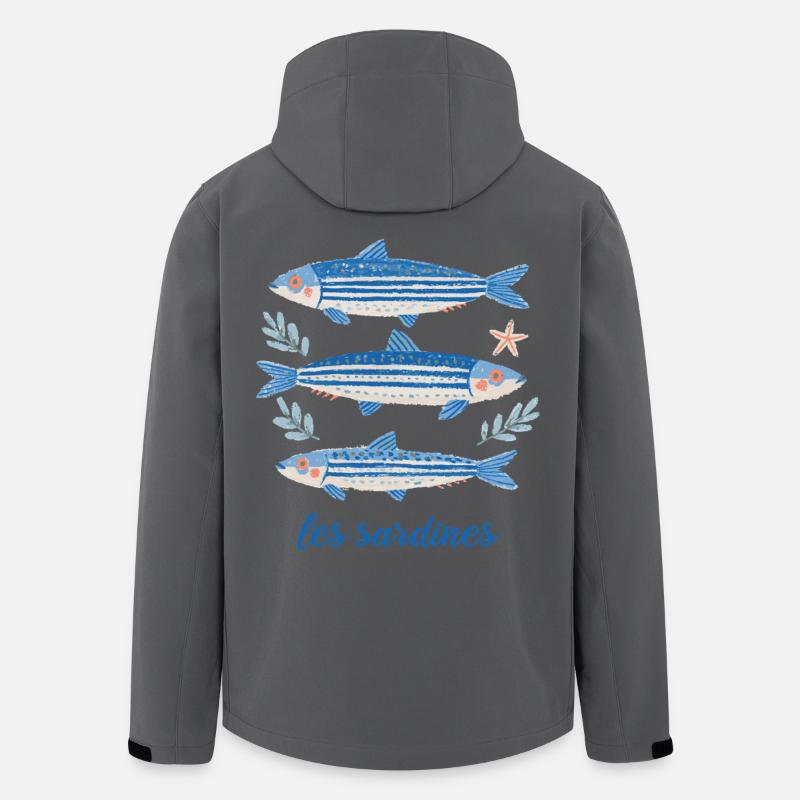 Les Sardines: mediterranes Fisch Design - Recycelte Männer Softshell-Jacke von Stanley/Stella - Anthrazit