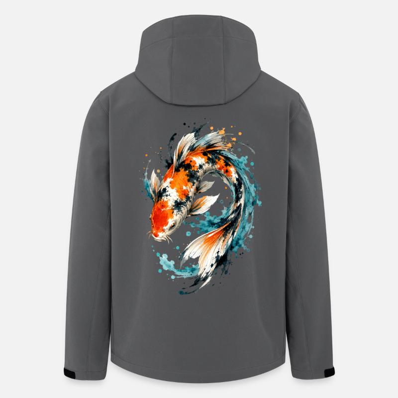 Éclaboussure de carpes koi aquarelle - Veste softshell homme en polyester recyclé Stanley/Stella - charbon