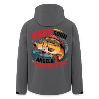 Papa und Sohn angeln zusammen - Recycelte Männer Softshell-Jacke von Stanley/Stella - Anthrazit - Hinten - AI Model Male 185 light (185cm)