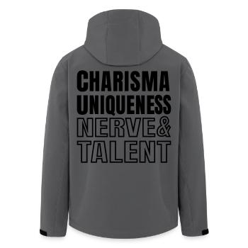 Charisma einzigartige Nerven und Talent Textzitat SVG - Recycelte Männer Softshell-Jacke von Stanley/Stella - Anthrazit - Hinten - AI Model Male 185 light (185cm)