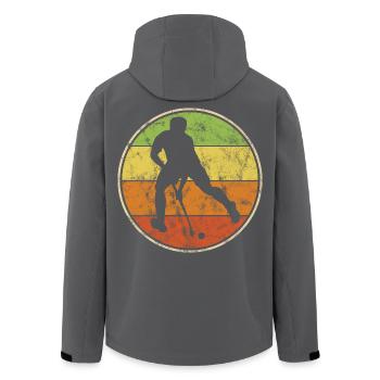 Hockey Feldhockey Hallenhockey Männer Retro - Recycelte Männer Softshell-Jacke von Stanley/Stella - Anthrazit - Hinten - AI Model Male 185 light (185cm)