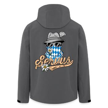 Bavarian man with glasses and Bavarian hat Servus - Men’s Recycled Softshell Jacket by Stanley/Stella - anthracite - Back - AI Model Male 185 light (185cm)