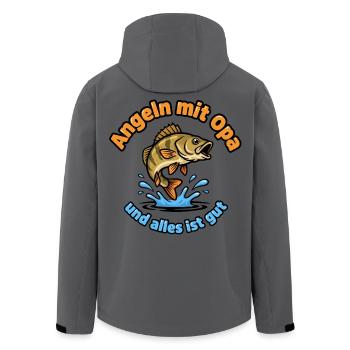 Angeln mit Opa – Alles Ist Gut - Recycelte Männer Softshell-Jacke von Stanley/Stella - Anthrazit - Hinten - AI Model Male 185 light (185cm)