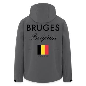 Brügge Belgien Koordinaten Reise Souvenir - Recycelte Männer Softshell-Jacke von Stanley/Stella - Anthrazit - Hinten - AI Model Male 185 light (185cm)