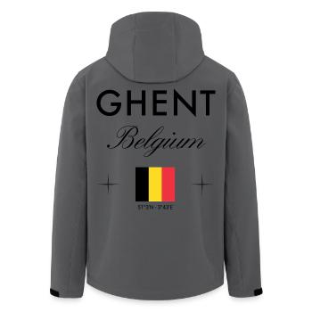 Gent Belgien Koordinaten Reise Souvenir - Recycelte Männer Softshell-Jacke von Stanley/Stella - Anthrazit - Hinten - AI Model Male 185 light (185cm)