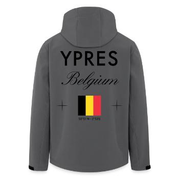 Ypres, Belgique, coordonnées Souvenir de voyage - Veste softshell homme en polyester recyclé Stanley/Stella - charbon - Dos - AI Model Male 185 light (185cm)