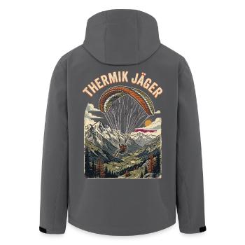 Thermik Jäger Gleitschirm Berge - Recycelte Männer Softshell-Jacke von Stanley/Stella - Anthrazit - Hinten - AI Model Male 185 light (185cm)