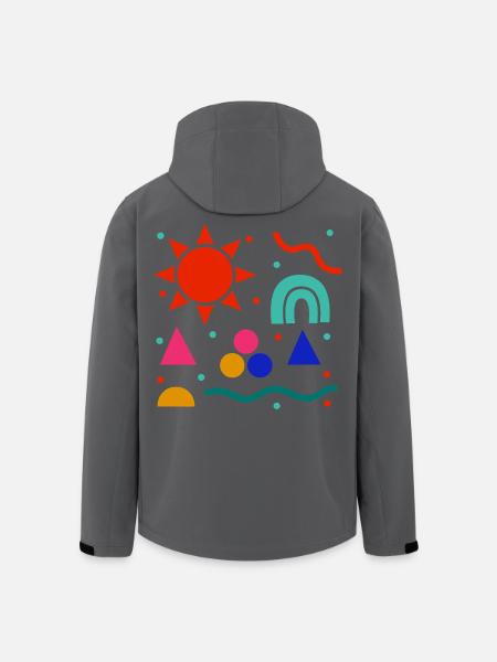 Lebendige Geometrie Sonnenfarben Muster - Recycelte Männer Softshell-Jacke von Stanley/Stella - Anthrazit