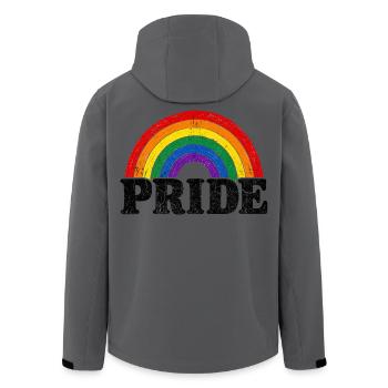 Pride Rainbow Lettering CSD Saying LGBT - Men’s Recycled Softshell Jacket by Stanley/Stella - anthracite - Back - AI Model Male 185 light (185cm)