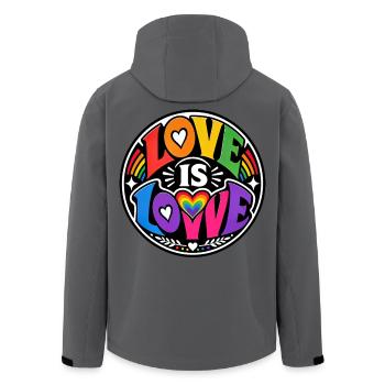 Love Is Love Rainbow Statement Retro CSD - Men’s Recycled Softshell Jacket by Stanley/Stella - anthracite - Back - AI Model Male 185 light (185cm)