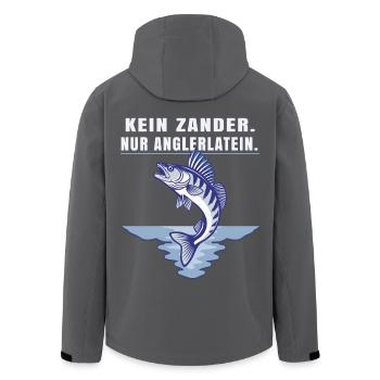 Kein Zander nur Anglerlatein – Angler Spruch - Recycelte Männer Softshell-Jacke von Stanley/Stella - Anthrazit - Hinten - AI Model Male 185 light (185cm)