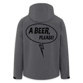 A Beer, Please! (Speech Bubble, Drinking, Down B) - Men’s Recycled Softshell Jacket by Stanley/Stella - anthracite - Back - AI Model Male 185 light (185cm)