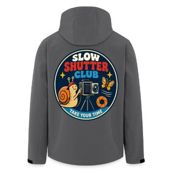 Slow Shutter Club for Photography Fans - Men’s Recycled Softshell Jacket by Stanley/Stella - anthracite - Back - AI Model Male 185 light (185cm)