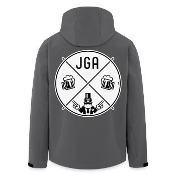 Bachelor Party Groom Hand Signal Beer Circle Symbol NEG 2C - Men’s Recycled Softshell Jacket by Stanley/Stella - anthracite - Back - AI Model Male 185 light (185cm)
