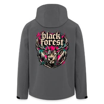 Black Forest Deer Motif - Men’s Recycled Softshell Jacket by Stanley/Stella - anthracite - Back - AI Model Male 185 light (185cm)