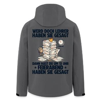 Werde Lehrer haben sie gesagt Lehrkraft - Recycelte Männer Softshell-Jacke von Stanley/Stella - Anthrazit - Hinten - AI Model Male 185 light (185cm)