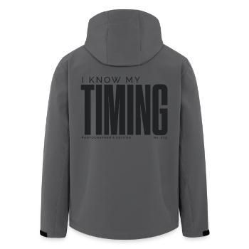 Ich kenne mein Timing | Fotografenausgabe - Recycelte Männer Softshell-Jacke von Stanley/Stella - Anthrazit - Hinten - AI Model Male 185 light (185cm)