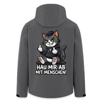 Hau Mir Ab Mit Menschen Katze Mittelfinger - Recycelte Männer Softshell-Jacke von Stanley/Stella - Anthrazit - Hinten - AI Model Male 185 light (185cm)