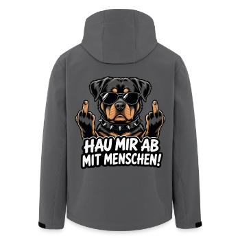 Hau Mir Ab Mit Menschen Rottweiler Hund - Recycelte Männer Softshell-Jacke von Stanley/Stella - Anthrazit - Hinten - AI Model Male 185 light (185cm)