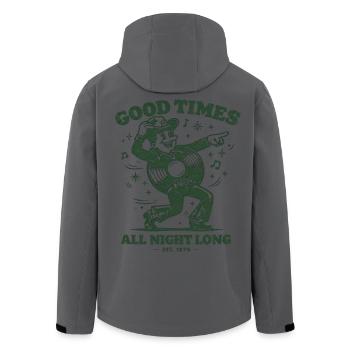 Good Times Vinyl Groove 1976 - Recycelte Männer Softshell-Jacke von Stanley/Stella - Anthrazit - Hinten - AI Model Male 185 light (185cm)