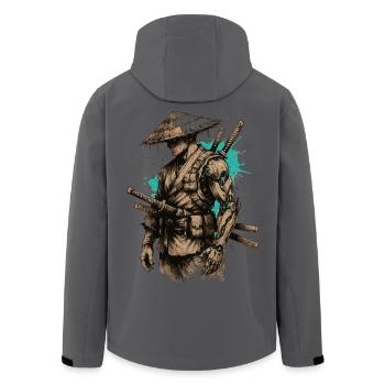 Der Krieger zwischen Tradition und Cyberpunk - Recycelte Männer Softshell-Jacke von Stanley/Stella - Anthrazit - Hinten - AI Model Male 185 light (185cm)