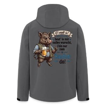 O’zapft is – Wildschwein mit Bier Männer Bierzelt - Recycelte Männer Softshell-Jacke von Stanley/Stella - Anthrazit - Hinten - AI Model Male 185 light (185cm)