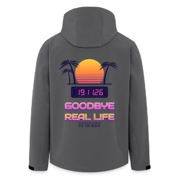 Goodbye Real Life 19.11. - Recycelte Männer Softshell-Jacke von Stanley/Stella - Anthrazit - Hinten - AI Model Male 185 light (185cm)