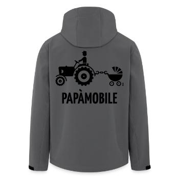 Papàmobile (Traktor und Personenwagen / schwarz) - Recycelte Männer Softshell-Jacke von Stanley/Stella - Anthrazit - Hinten - AI Model Male 185 light (185cm)