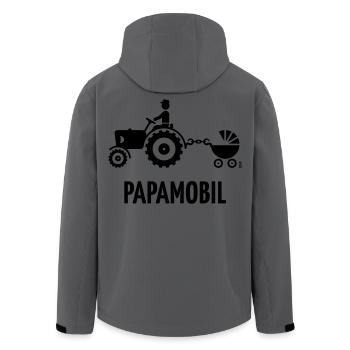 Papamobil (Trecker Und Kinderwagen / Black) - Recycelte Männer Softshell-Jacke von Stanley/Stella - Anthrazit - Hinten - AI Model Male 185 light (185cm)
