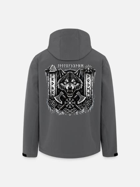 Fenrir Wolf mit Runen und Äxten – Noventra - Recycelte Männer Softshell-Jacke von Stanley/Stella - Anthrazit