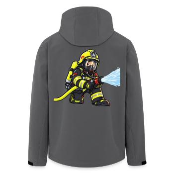 Kleiner Feuerwehrheld – Atemschutz Feuerwehr Kinde - Recycelte Männer Softshell-Jacke von Stanley/Stella - Anthrazit - Hinten - AI Model Male 185 light (185cm)