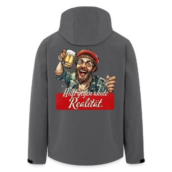 Hilft gegen akute Realität – Bier Humor - Recycelte Männer Softshell-Jacke von Stanley/Stella - Anthrazit - Hinten - AI Model Male 185 light (185cm)