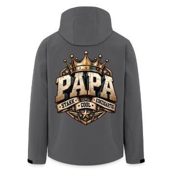 Vatertag Papa stark cool & einzigartig  - Recycelte Männer Softshell-Jacke von Stanley/Stella - Anthrazit - Hinten - AI Model Male 185 light (185cm)