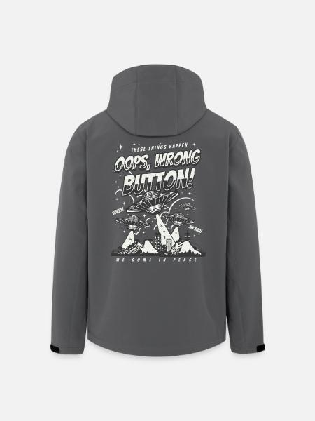 Gaming Ufo Design - Oops Wrong Button Grafik - Recycelte Männer Softshell-Jacke von Stanley/Stella - Anthrazit