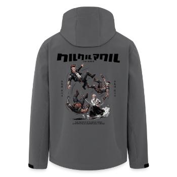 Surreal Cyberpunk Art of Aikido Throwing - Recycelte Männer Softshell-Jacke von Stanley/Stella - Anthrazit - Hinten - AI Model Male 185 light (185cm)