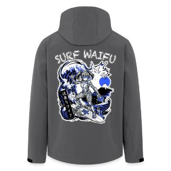 SURF WAIFU Blue Cyberpunk Neo Ukiyo-E Japan - Recycelte Männer Softshell-Jacke von Stanley/Stella - Anthrazit - Hinten - AI Model Male 185 light (185cm)