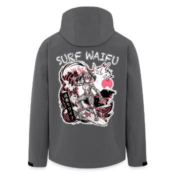 SURF WAIFU Pink Cyberpunk Neo Ukiyo-E Japan - Recycelte Männer Softshell-Jacke von Stanley/Stella - Anthrazit - Hinten - AI Model Male 185 light (185cm)