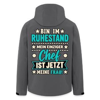 Ruhestand: Chefin Ist Jetzt Meine Frau - Recycelte Männer Softshell-Jacke von Stanley/Stella - Anthrazit - Hinten - AI Model Male 185 light (185cm)