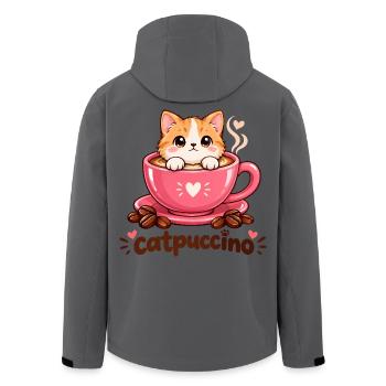 Lustiger Katzenliebhaber | Katzenmama Katze Papa Catpuccino - Recycelte Männer Softshell-Jacke von Stanley/Stella - Anthrazit - Hinten - AI Model Male 185 light (185cm)