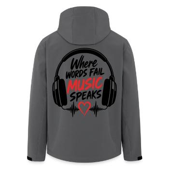 Where Words Fail Music Speaks  - Recycelte Männer Softshell-Jacke von Stanley/Stella - Anthrazit - Hinten - AI Model Male 185 light (185cm)