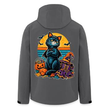 Halloween Katze bockig Cat Mom Retro - Recycelte Männer Softshell-Jacke von Stanley/Stella - Anthrazit - Hinten - AI Model Male 185 light (185cm)
