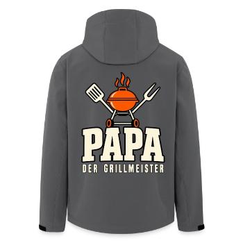 Papa der Grillmeister Geschenk zum Vatertag - Recycelte Männer Softshell-Jacke von Stanley/Stella - Anthrazit - Hinten - AI Model Male 185 light (185cm)
